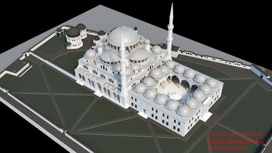 sehzade mehmet cami camii historical mosque architecture monument 3dprint architectural street city sculpture statue history house outdoor 3d print model - Mito3D