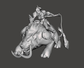 sejuani 3d modelo mamut montando on caballo liga of leyendas salvaje grieta jajaja juegos juguetes 3d print model - Mito3D