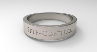 self control fêmea anel platina controle polido projeto vidrado moda prata casamento moderno dedo gravado texto joalheria argolas 3d print model - Mito3D