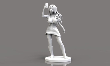 selfie niña 2 anime mujer hermoso japón teléfono arte esculturas 3d print model - Mito3D
