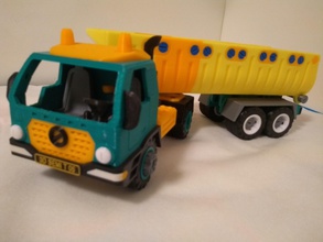 yarı dökmek kamyon oyuncak tamamen 3 boyutlu yazdırılabilir montaj deneyim Yarı mekanik damperli araç araba proje playmobilguyuyumlu destek yok 3d print model - Mito3D