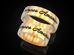 semper amemus wedding ring jewelry print 3dprinted jewellery printable rings design jewel golden printabl printing gold silver lettering letters text 3d print model - Mito3D
