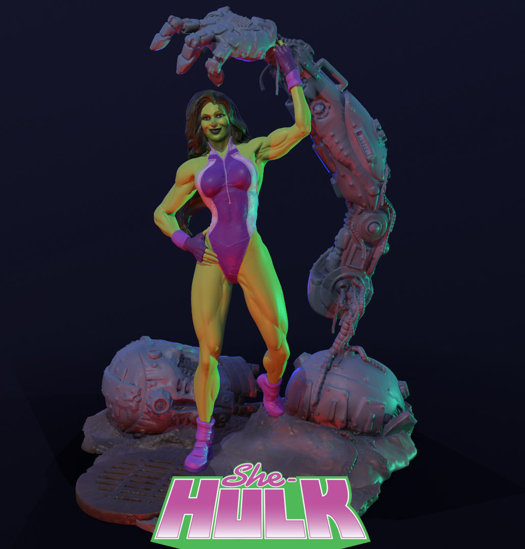 sansasyonel she hulk v2 çizgi roman hayret fantezi bilim fi kadın süper kahraman sanat heykeller 3D print model - Mito3D