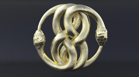 serpent ouroboros 3d print model cnc emblema egypt statue hieroglyphic alchemical symbol spiritual ancient pendant necklace mistic snake biting tail eating jewels lewelry jewelry 3d print model - Mito3D