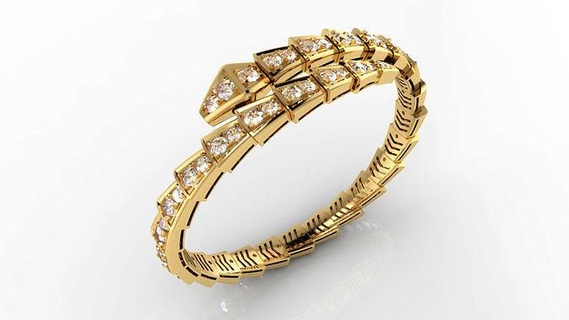 serpenti bulgari diamant serpent bracelet bijoux imprimable mariage bijou brillant or bracelets mode beauté engagement goujat bvlgari solitaire 3d print model - Mito3D