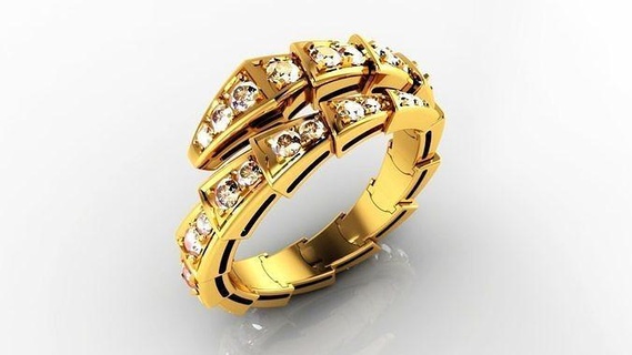serpenti bulgari anillo joyería joya imprimible diamante platino brillante compromiso oro anillos serpiente Moda belleza Diamante plata 3d print model - Mito3D