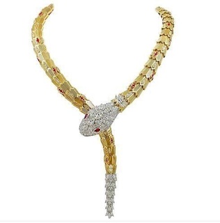 serpenti serpiente oro diamante joya joyería Boda brillante imprimible compromiso libra esterlina moda kolye collares 3d print model - Mito3D
