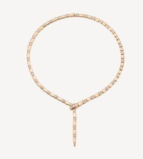 serpenti viper necklace demi pave diamonds serpent snake jewelry gold jewel animal snak diamond necklaces 3d print model - Mito3D