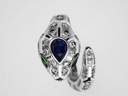 serpenty-2 solid snake ring serpenty brand diamond luxury precious replica famous jewelry rings 3d print model - Mito3D