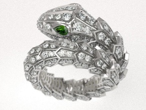 serpenty snake ring - flexed riged versions brand diamond gem brilliant jewelry rings 3d print model - Mito3D