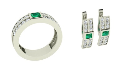 set 1 jewelry diamond beauty jewel silver gold jewellery accessory ring rings fashion apparel engagement gem gemstone luxury platinum brilliant earrings 3d print model - Mito3D