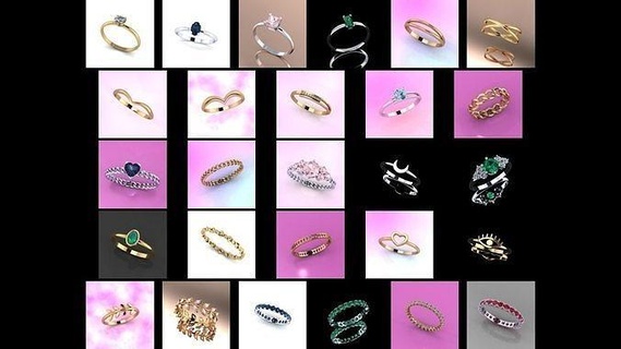 set 27 rings ready print jewelry printable jewel engagement brilliant gold silver gem diamond ring fashion 3d print model - Mito3D