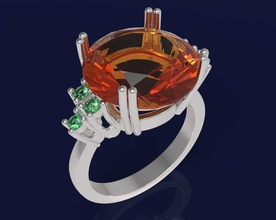 einstellen 2 ring orange smaragd schmuck mode schön gold silber diamant druckbar juwel cad saphir rubin brillant platin stein sterling ringe 3d print model - Mito3D