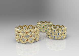 set 3 motif floral anneaux bijoux stl 3dm imprimable la cnc de l'anneau ensemble le diamant gem or d'argent platine mode simple mariage les saint-valentin classique cadeau 3d print model - Mito3D