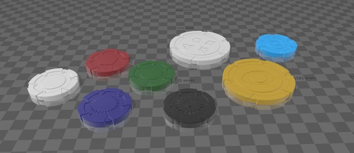 set 3d printable poker chips games-toys chip token betting holdem dealer geometric gambling gamble cards games toys game accessories 3d print model - Mito3D