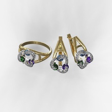 einstellen 3gems Ring Ohrring Schmuck leuchtenden Gold Luxus druckbar Juwel frei Mode Geschenk Kristall Ringe 3d print model - Mito3D
