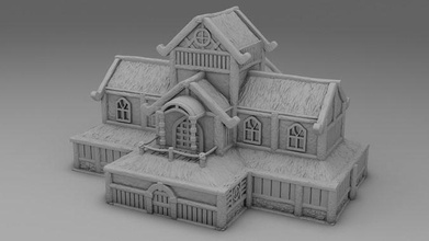 conjunto 5 modelo estilizado Vila desenho animado casa construção lenha feno 3dmodels 3dprinting jogos brinquedos 3d print model - Mito3D
