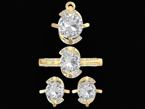 conjunto asiático diamante anillo pendientes colgante pendiente mujer 3149 joyería joya Moda accesorios oro diseño 3d print model - Mito3D