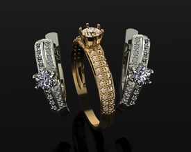 conjunto hierba anillos anillo pendientes oro oro blanco diseñando joyería modelos imprimibles tecnológico imprimible joya plata 3d print model - Mito3D