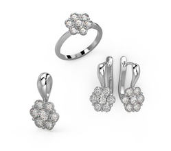 définir des modèles classiques bijoux joyau de l'anneau pendentif ensemble gem le platine l'accessoire l'engagement imprimable brillant diamant or la mode beauté saphir classique d'argent vintag solitaire les anneaux 3d print model - Mito3D