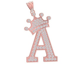 set diamond crown letter pendant 3190 jewelry fashion accessories gold unisex design atoz alphabet pendants 3d print model - Mito3D