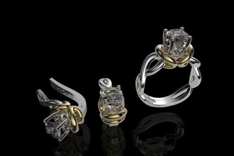 set diamonds jewelry ring earrings prezent wedding engagement original fashion gold 3d 3dmodel sale jewellery models discount silver modern rings 3d print model - Mito3D
