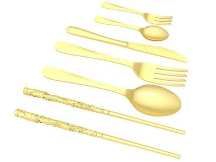 set dragon chopsticks spoon fork 3900 jewelry fashion accessories gold diamond new design 3d print model - Mito3D