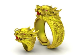 set dragon ring bangle 562 jewelry fashion accessories gold diamond man men unisex design fengshui 3d print model - Mito3D