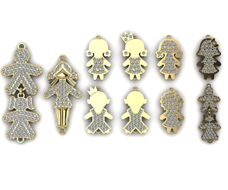 elementos do conjunto de pingentes pulseiras jóias a decoração ouro luxo riqueza prata gem moeda tesouro 3D print model - Mito3D