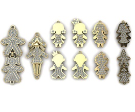 conjunto de elementos colgantes pulseras la joyería decoración oro lujo riqueza plata gem moneda el tesoro 3d print model - Mito3D