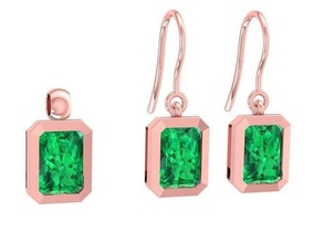impostato smeraldo squillare pendente signora 3041 gioielleria moda Accessori oro diamante donna donne design 3d print model - Mito3D