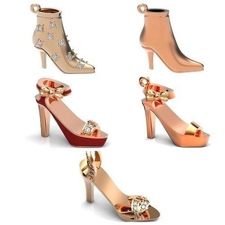 impostato moda elegante pendente donne scarpe diamanti 439 stivale 3d ciondoli stivali scarpa oro tacco donna ragazza gioielleria creativo 3d print model - Mito3D