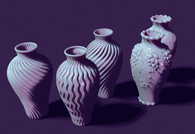 conjunto vasos vaso decoração arquitetônico plantar interior flor Panela decorativo cerâmica design interiores casa utensílios domésticos arquiteto talheres Projeto recipiente 3D print model - Mito3D
