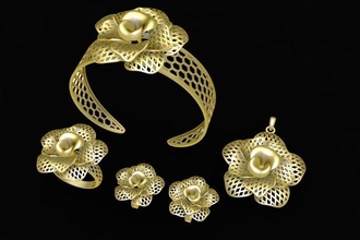 conjunto flor ultra visión joyería joya 2316 Moda accesorios oro diamante mujer unisexo diseño Feng Shui 3d print model - Mito3D