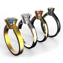 set di quattro anello solitario gioielli diamante stl perla cad stampabile il design 3d bianco oro la sterlina argento moda fidanzamento anelli diamanti 3d print model - Mito3D