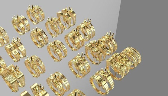 set gold rings pattern turkish models ready print ring jewelry diamond printable jewellery wedding brilliant gold fashion white gem jewel silver engagement brillant sapphire rings turkish pattern jewelry rings  3d print model - Mito3D