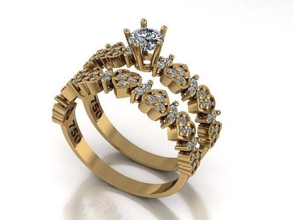set heart ring gold jewelry gem silver diamond fashion beauty earring bracelet printing prototyping 3dprinted art design niloufar mirshahidi niloufarmirshahidi rings 3d print model - Mito3D