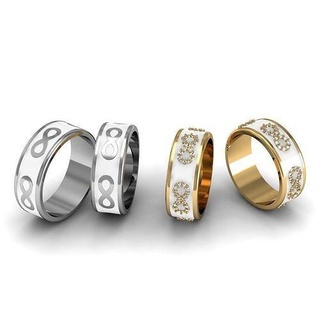 set infinity love engagement rings jewelry ring eternal wedding diamonds together forever printable diamond gem jewel silver gold sterling platinum endless enamel 3d print model - Mito3D