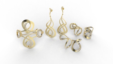 conjunto joyería joya diosa hera joyas hermosamente plata oro anillos pendientes esposas ring3d joyero arete 3d impresión diamante anillo 3d print model - Mito3D