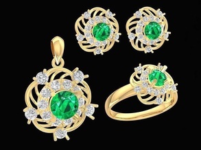conjunto Corea diamante joyería joya anillo pendientes colgante pendiente 3146 Moda accesorios oro mujer diseño 3d print model - Mito3D