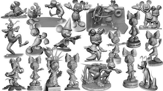 set mickey minnie mouse stl 3d print walt disney cartoons disneyland printable miniature scrooge mcduck pluto donald dale darkwing duck games toys 3d print model - Mito3D