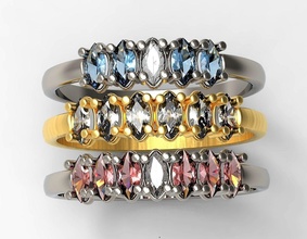 conjunto navette anillos joyería joya precioso platino oro Boda compromiso plata brillante diamante anillo Moda imprimible 3d print model - Mito3D