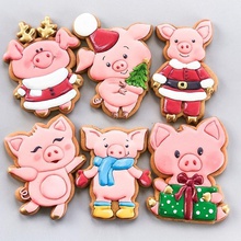set pigs stamp 2019 house cookie cutter cortante galletitas corta gingerbread shamp newyear pig symbol cutting other 3d print model - Mito3D