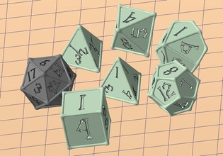 impostato of poliedrico dado font in forma ossatura d4 d6 d8 d10 d12 d20 ruolo giocando tavola gioco casinò sport passatempo giocattolo gli giochi giocattoli 3d print model - Mito3D