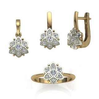 einstellen Ring Ohrring Anhänger Diamanten Schmuck druckbar Gold Silber Diamant Sterling Engagement Halskette Mode Juwel Hochzeit klassisch Ohrringe 3d print model - Mito3D