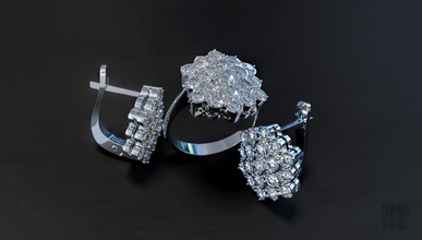 conjunto of anel brincos 3d modelo impressão jóias mulheres diamante armadilhas estereolitografia luxo joias projeto pedra preciosa cera imprimível estilo cnc joalheria brilhante argolas 3d print model - Mito3D