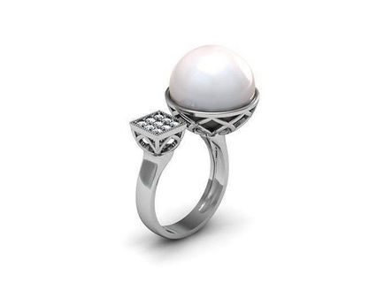 ensemble bague pendentif prêt 3d impression bijoux or perle platine argent imprimable Balle diamant forme sterling brillant mer sphère gemme pendentifs 3d print model - Mito3D