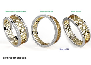 conjunto argolas Arabesque padronizar anel ouro joalheria prata imprimível diamante jóia jóias gema moda prototipagem estampado elegante luxo Projeto 3d print model - Mito3D