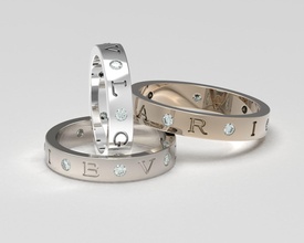 conjunto sencillo anillos 49 65th Talla Boda banda compromiso enamorado amor regalo clásico Clásico sólido diamante joya enjuagar moderno oro plata platino europeo Moda anillo 3d print model - Mito3D