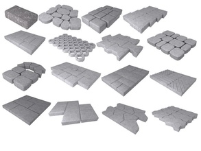 a set of stones paths pavement roads tile road stone tracks maya model cobbles house outdoor architecture exterior street 3d print model - Mito3D